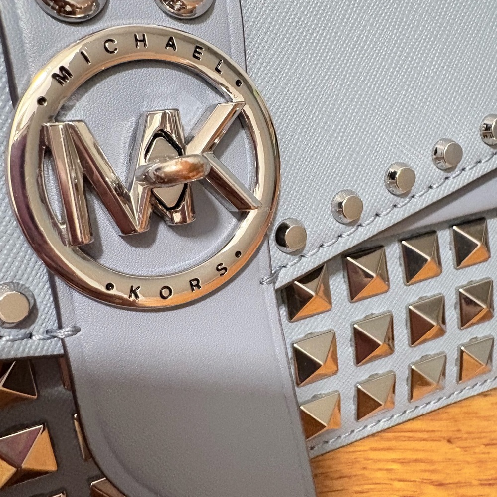 Michael Kors Blue Studded Crossbody Bag - Picture 8 of 9